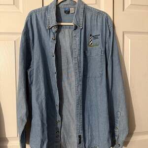Vintage Cape Hatteras Embroidered Denim Button Down Shirt